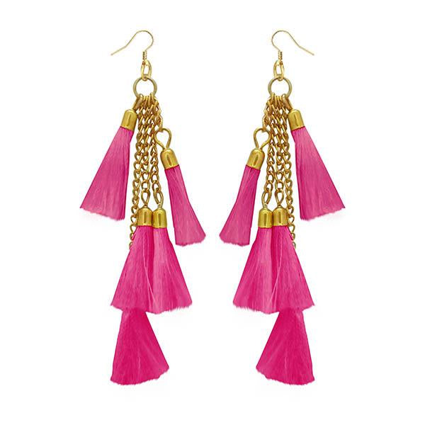 Jeweljunk Gold Plated Pink Thread Earrings - 1308330L