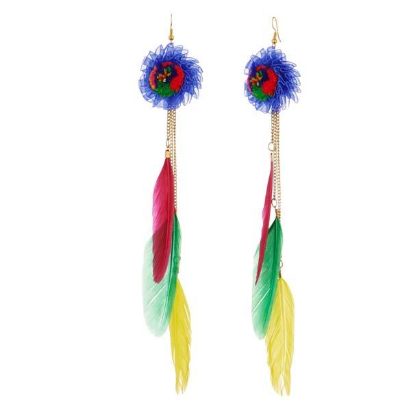 Jeweljunk Multicolor Gold Plated Feather Earrings - 1308334A