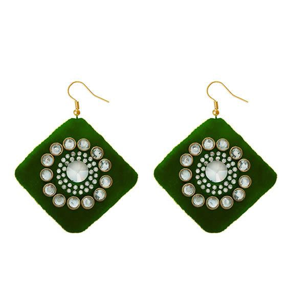Tip Top Fashions Austrian Stone Green Velvet Earrings - 1308340H