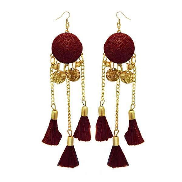 Jeweljunk Brown Thread Gold Plated Earrings - 1308341F