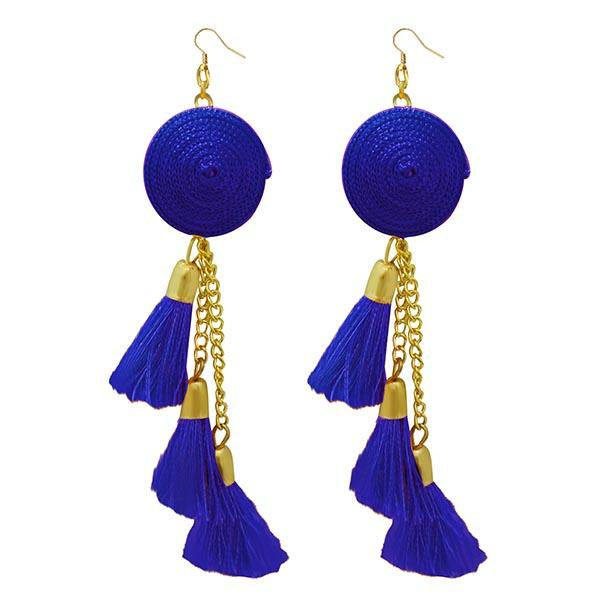 Jeweljunk Gold Plated Blue Thread Earrings - 1308342F