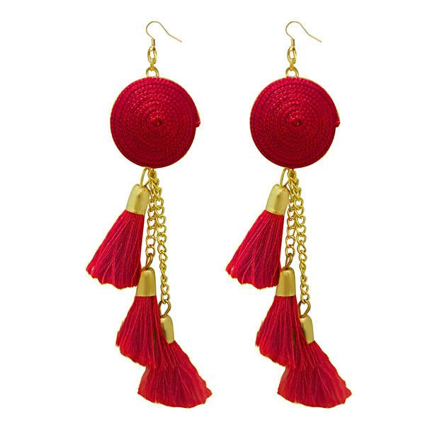 Jeweljunk Gold Plated Red Thread Earrings - 1308342I