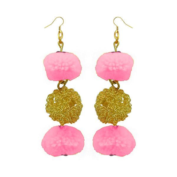 Jeweljunk Pink Pompom Thread Earrings - 1308347E