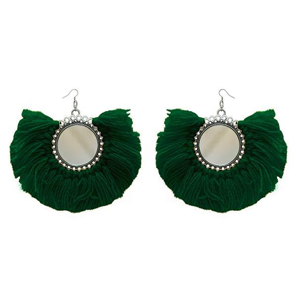 Jeweljunk Green Thread Silver Plated Earrings - 1308350C