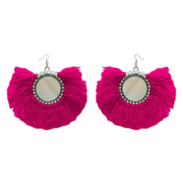 Jeweljunk Pink Thread Silver Plated Earrings - 1308350I