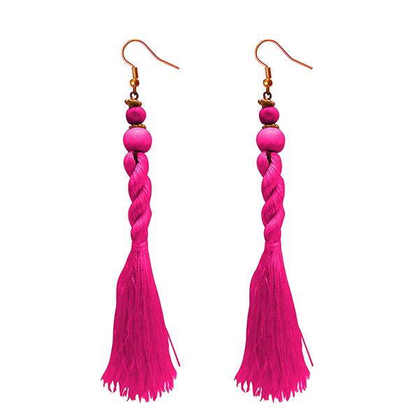 Jeweljunk Pink Beads Thread Earrings - 1308356C