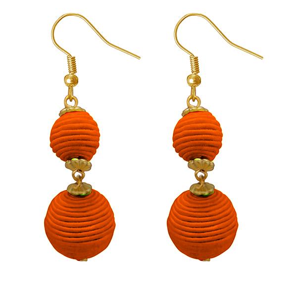 Jeweljunk Orange Thread Gold Plated Dangler Earrings - 1308359H