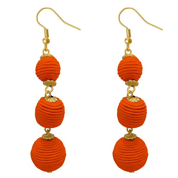 Tip Top Fashions Orange Thread Gold Plated Dangler Earrings - 1308360G