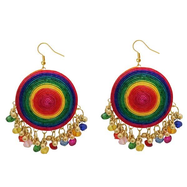 Jeweljunk Multicolor Bead Drop Thread Earrings - 1308363A