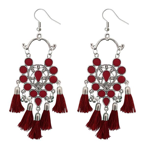 Jeweljunk Thread Meenakari Afghani Tassel Earrings - 1308365H