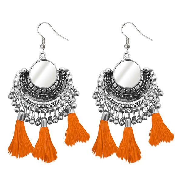 Jeweljunk Orange Thread Afghani Tassel Earrings - 1308366K