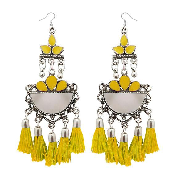 Jeweljunk Yellow Thread Meenakari Afghani Tassel Earrings - 1308370I