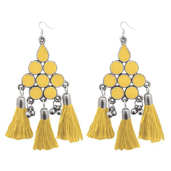 Jeweljunk Yellow Thread Meenakari Afghani Tassel Earrings - 1308371I