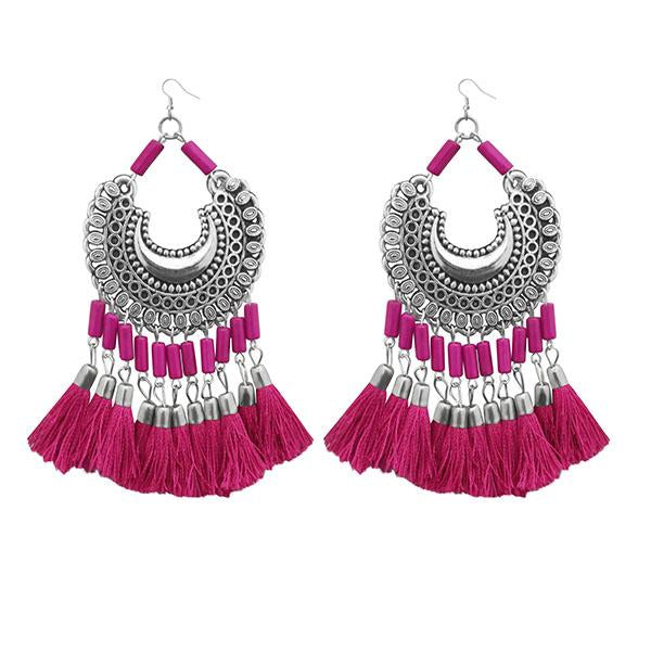 Jeweljunk Pink Thread Afghani Tassel Earrings - 1308373D
