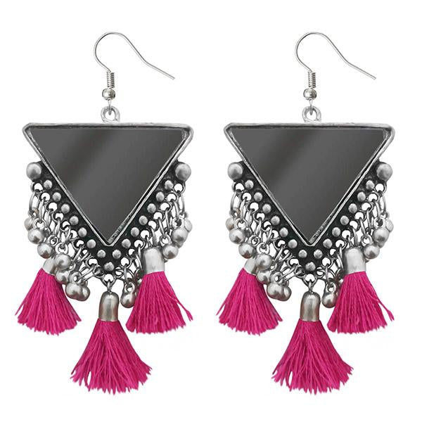 Jeweljunk Pink Thread Afghani Tassel Earrings - 1308374C