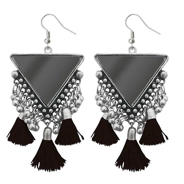 Jeweljunk Black Thread Afghani Tassel Earrings - 1308374E