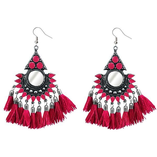Jeweljunk Pink Thread Meenakari Afghani Tassel Earrings - 1308375C