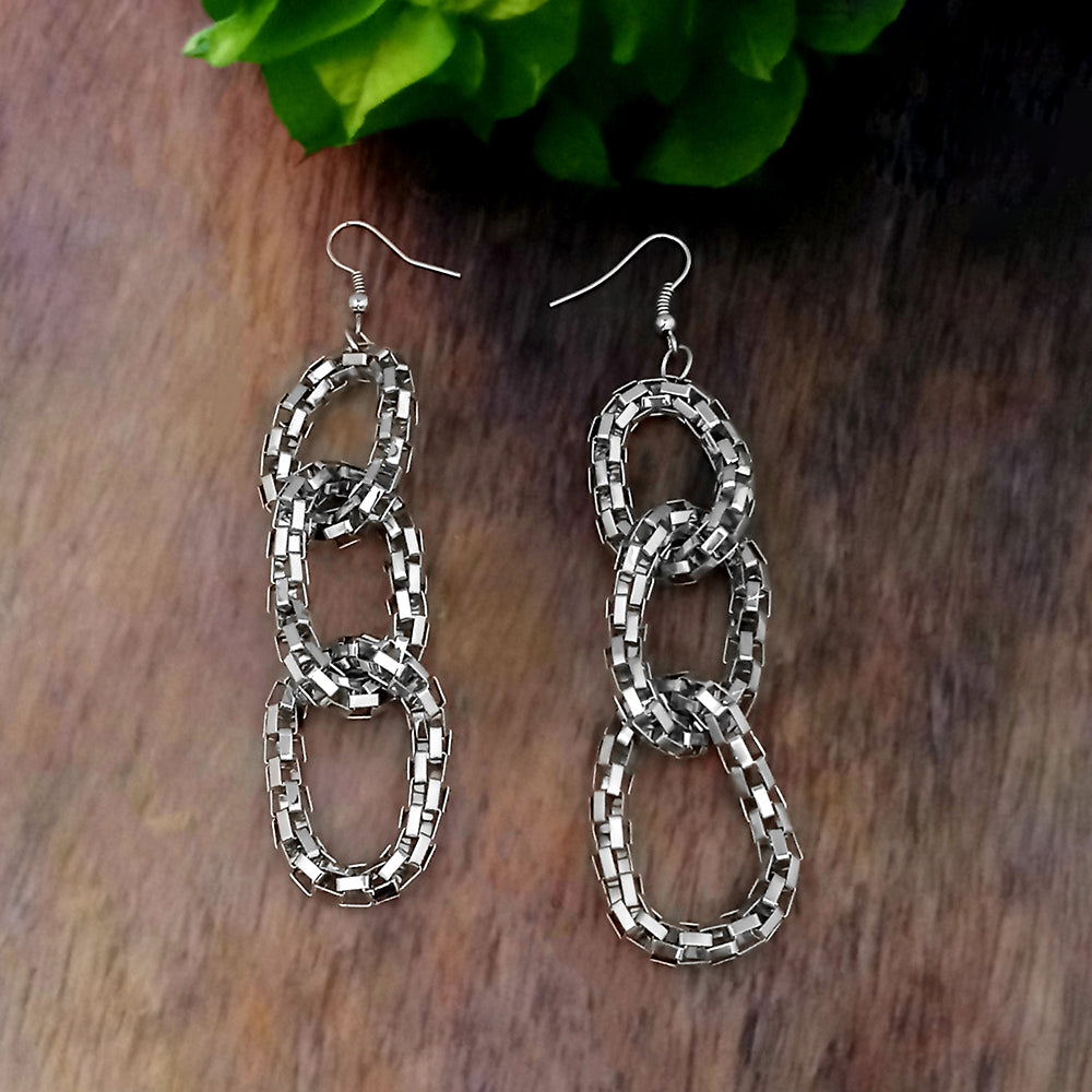 Urthn Silver Plated Designer Dangler Earrings