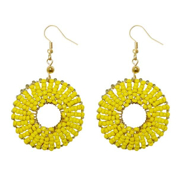Jeweljunk Gold Plated Yellow Beads Dangler Earrings - 1309019G