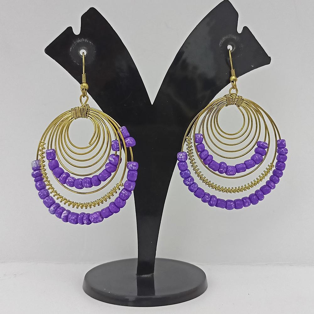 Jeweljunk Gold Plated Black Beads Dangler Earrings - 1309020C