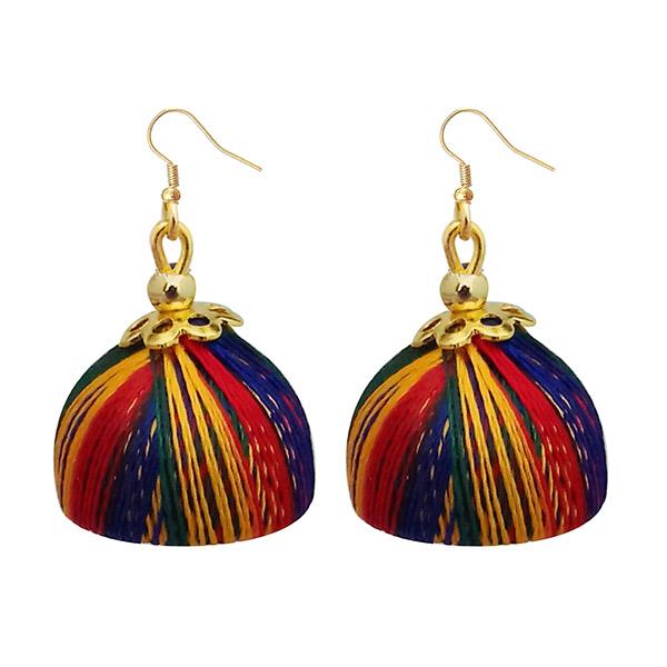 Jeweljunk Gold Plated Multi Color Thread Earrings - 1309073C