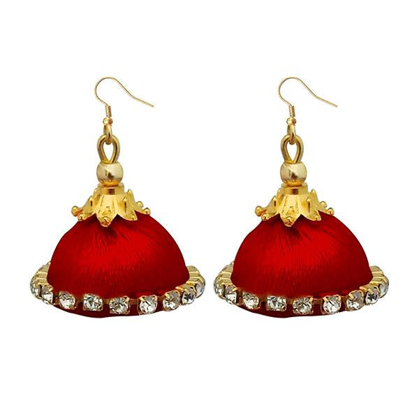 Jeweljunk Austrian Stone Red Thread Earrings - 1309074M