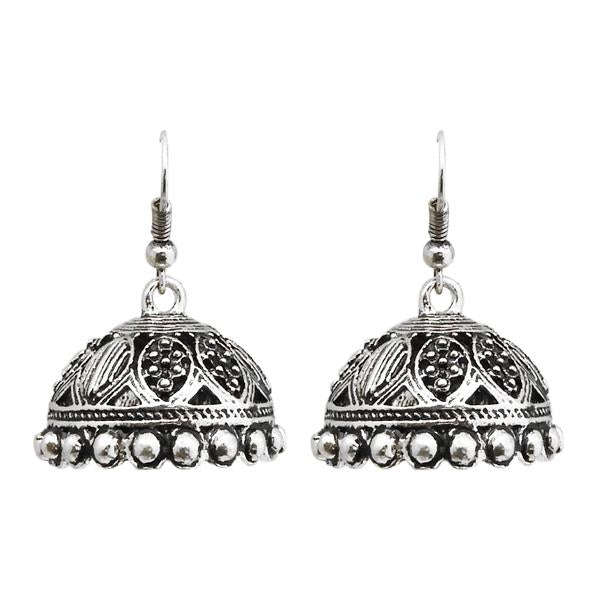 Jeweljunk Rhodium Plated Jhumki Earrings - 1309337B