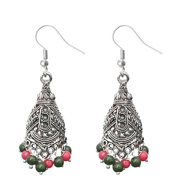 Jeweljunk Multi Beads Silver Plated Jhumki Earrings - 1309372G