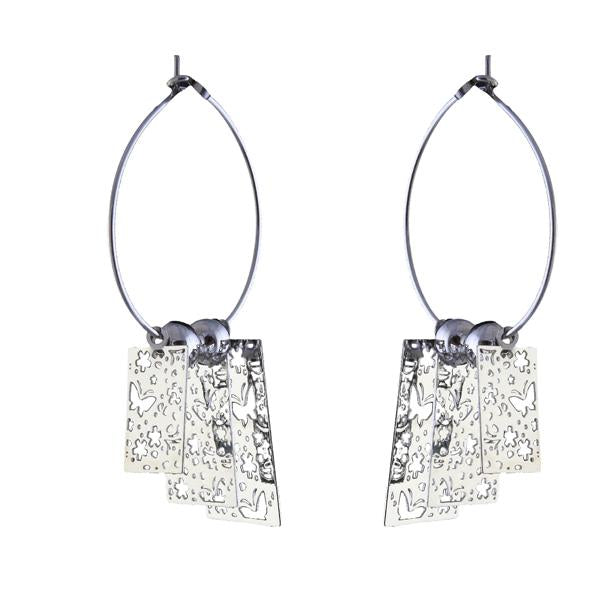 Urthn Silver Plated Rectangle Shape Dangler Earrings - 1310658B