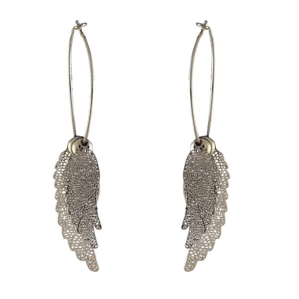 Urthn Silver Plated Leaf Shape Hoop Earrings - 1310663A
