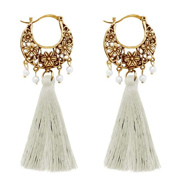 Jeweljunk White Thread Gold Plated Earrings - 1310951D