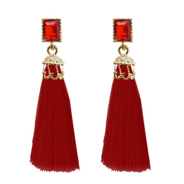 Jeweljunk Gold Plated Red Thread Earrings - 1310961D