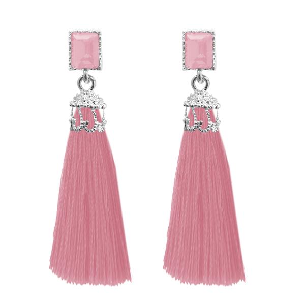 Jeweljunk Silver Plated Pink Thread Earrings - 1310962A