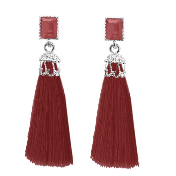 Jeweljunk Silver Plated Brown Thread Earrings - 1310962C