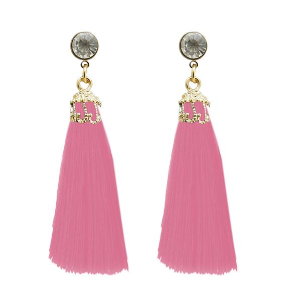 Jeweljunk Gold Plated Pink Thread Earrings - 1310963A