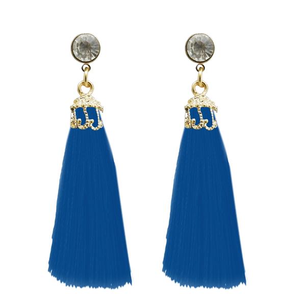 Jeweljunk Gold Plated Blue Thread Earrings - 1310963B