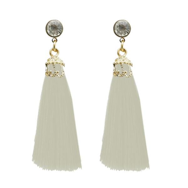 Jeweljunk Gold Plated White Thread Earrings - 1310963D