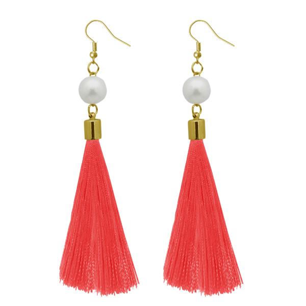 Jeweljunk Peach Gold Plated Thread Earrings - 1310964F