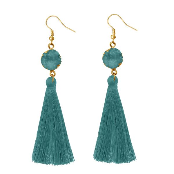 Tip Top Fashions Green Thread Gold Plated Earrings - 1310965D