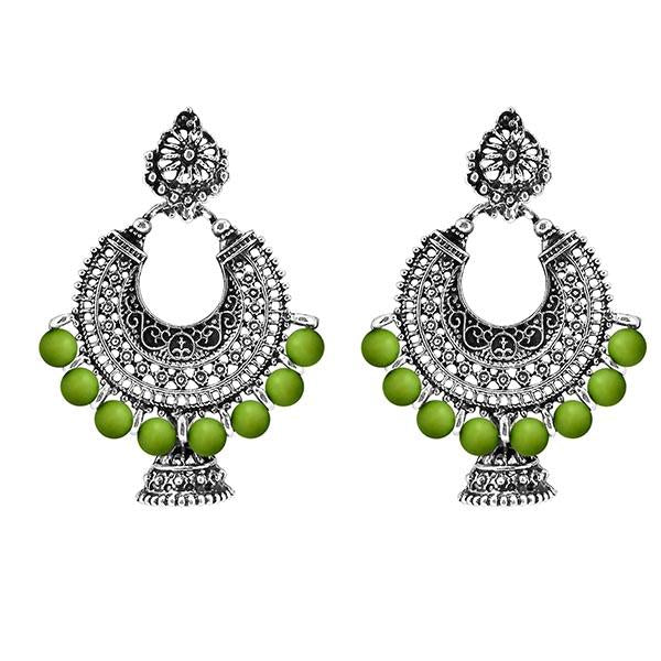 Jeweljunk Green Beads Chandbali Earrings - 1311007L