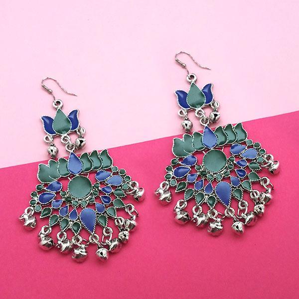 Jeweljunk Green & Blue Meenakari Afghani Earrings - 1311059I