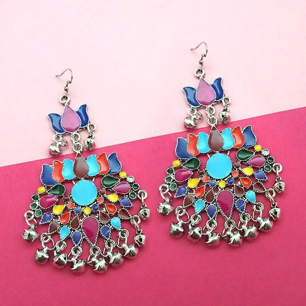 Jeweljunk Silver Plated Multi Meenakari Afghani Earrings - 1311059K