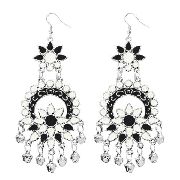 Jeweljunk Silver Plated White Meenakari Afghani Earrings - 1311062A