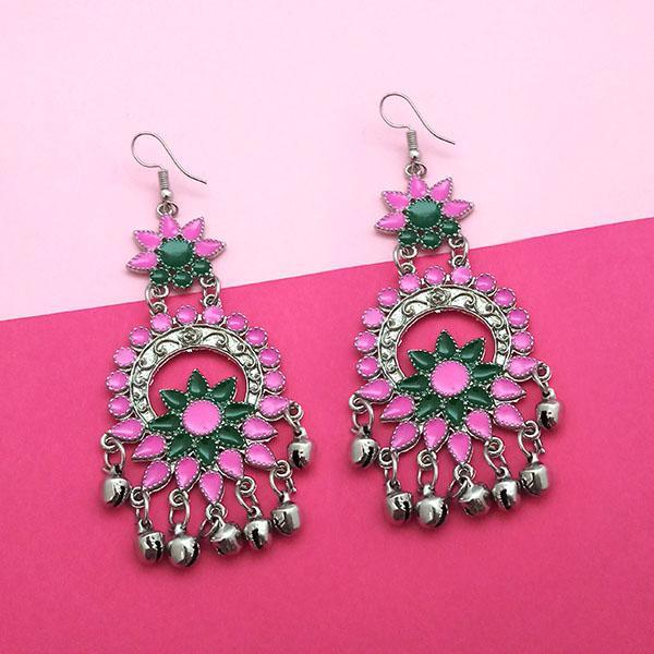 Jeweljunk Green & Pink Meenakari Afghani Earrings - 1311062P