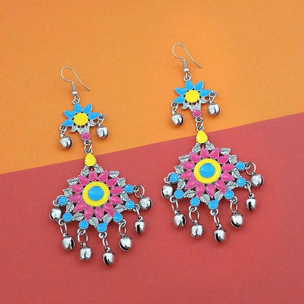 Jeweljunk Multi Silver Plated Meenakari Afghani Earrings - 1311064L