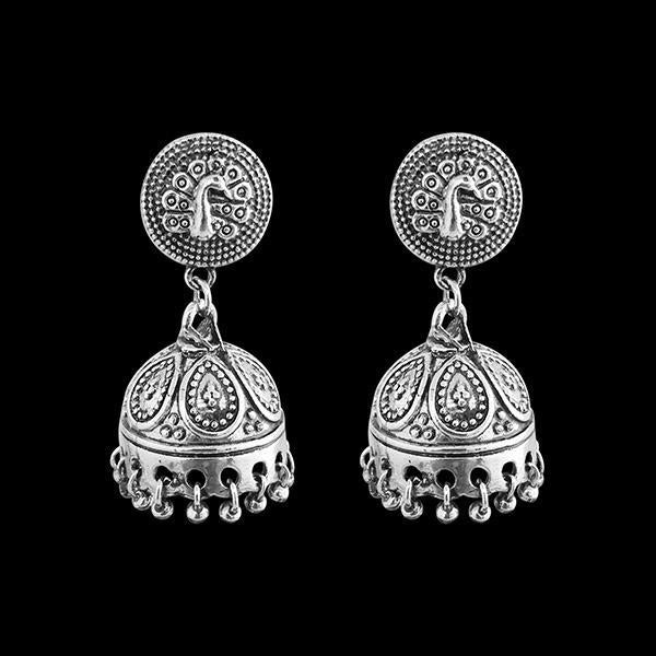 Jeweljunk Silver Plated Jhumki Earrings - 1311287