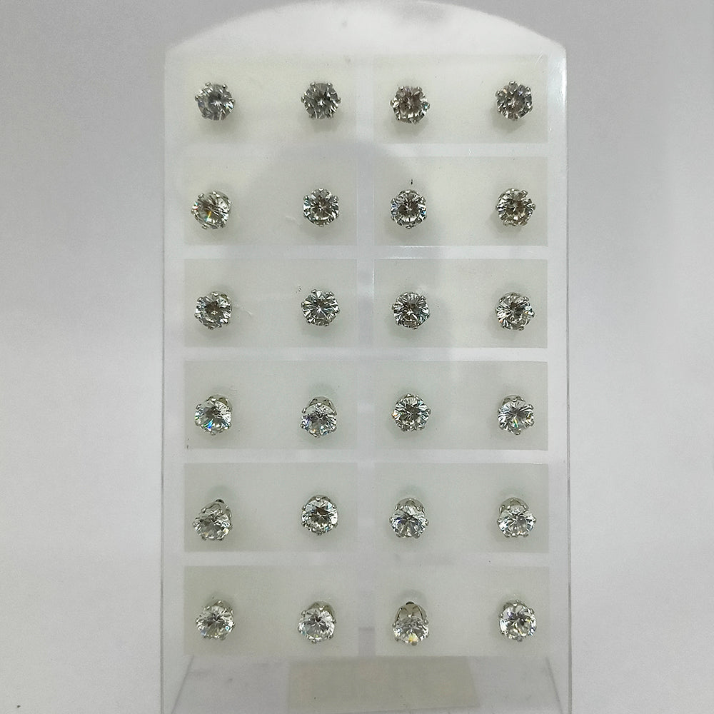 14Fashions Set of 12 CZ Stone Stud Earrings Combo