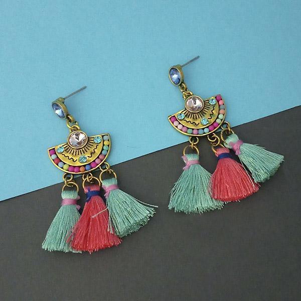Jeweljunk Multi Austrian Stone Thread Earrings - 1312325D