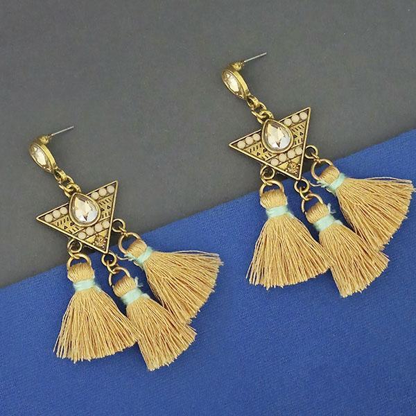Jeweljunk Yellow Austrian Stone Thread Earrings - 1312329C