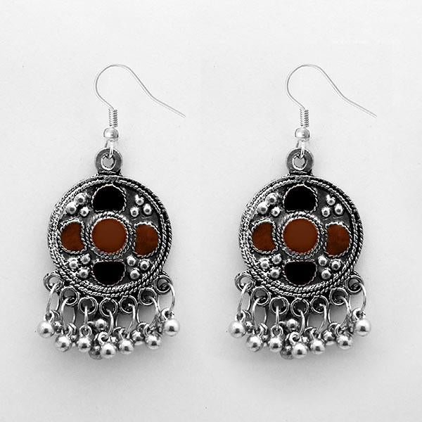 Jeweljunk Black Meenakari Rhodium Plated Afghani Earrings - 1312416G